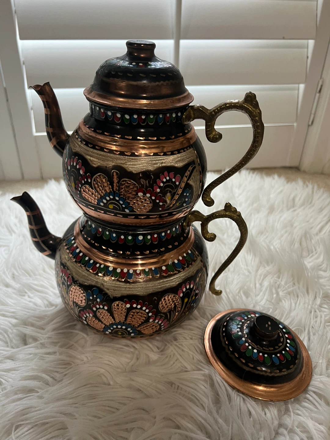 Decorative Copper Turkish Tea Pot Set