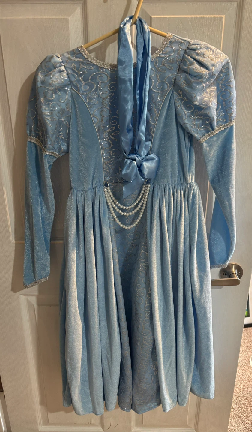 Light Blue Princess Dress with Cape and Faux Fur Trim - photo 2