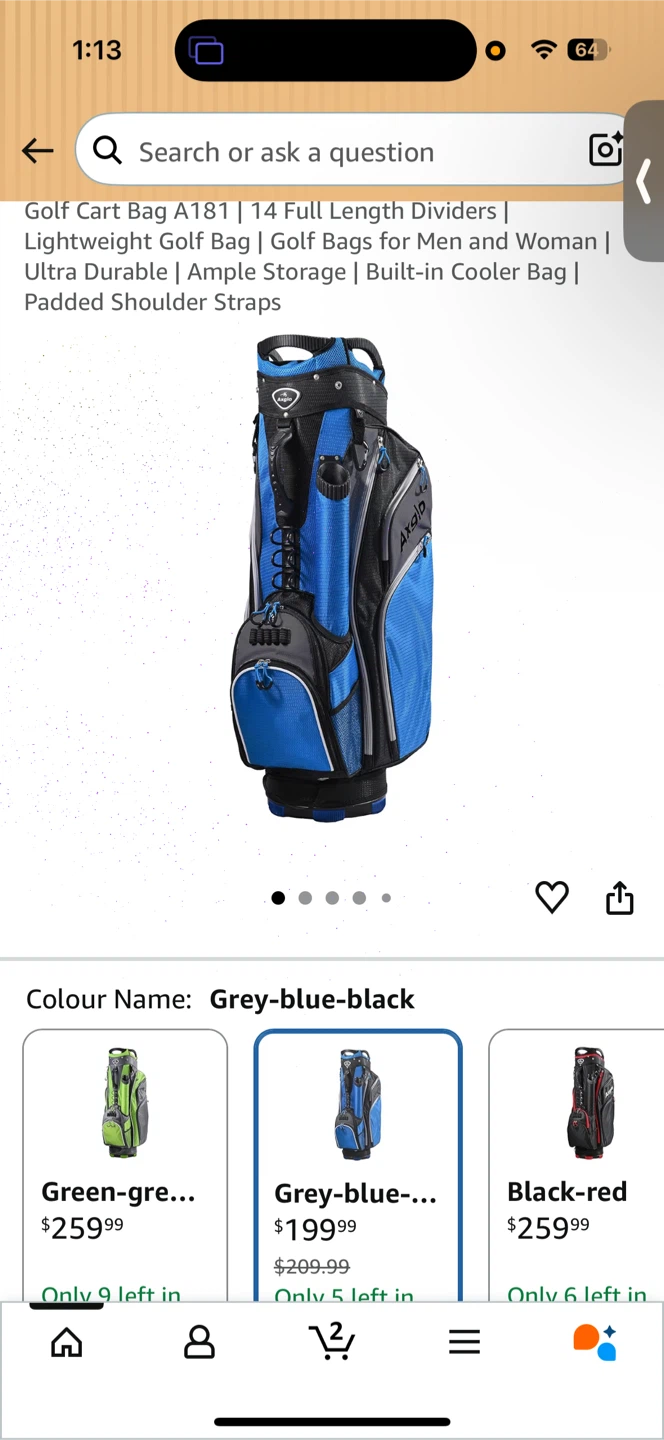 Axgio Golf Cart Bag A181 Blue/Black