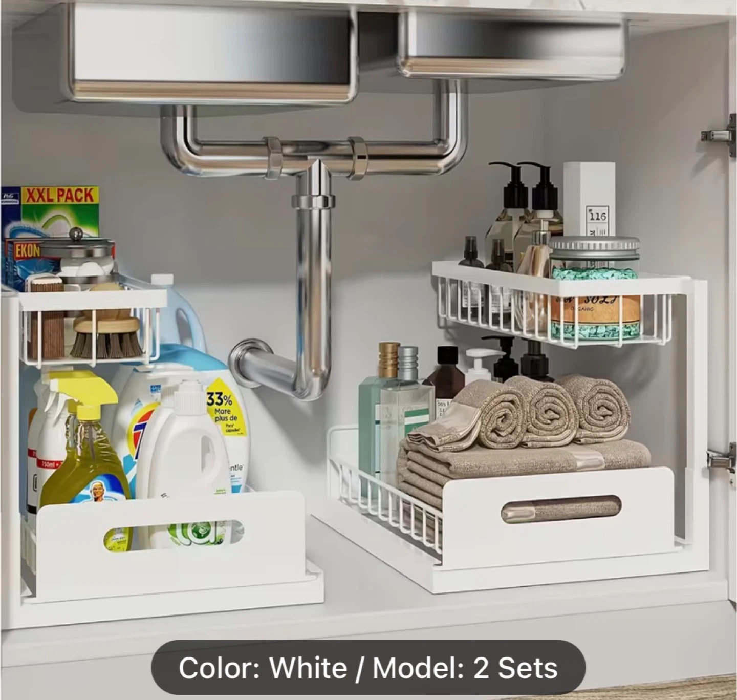 2-Tier Under Sink Organizer Rack - White or Black - photo 5