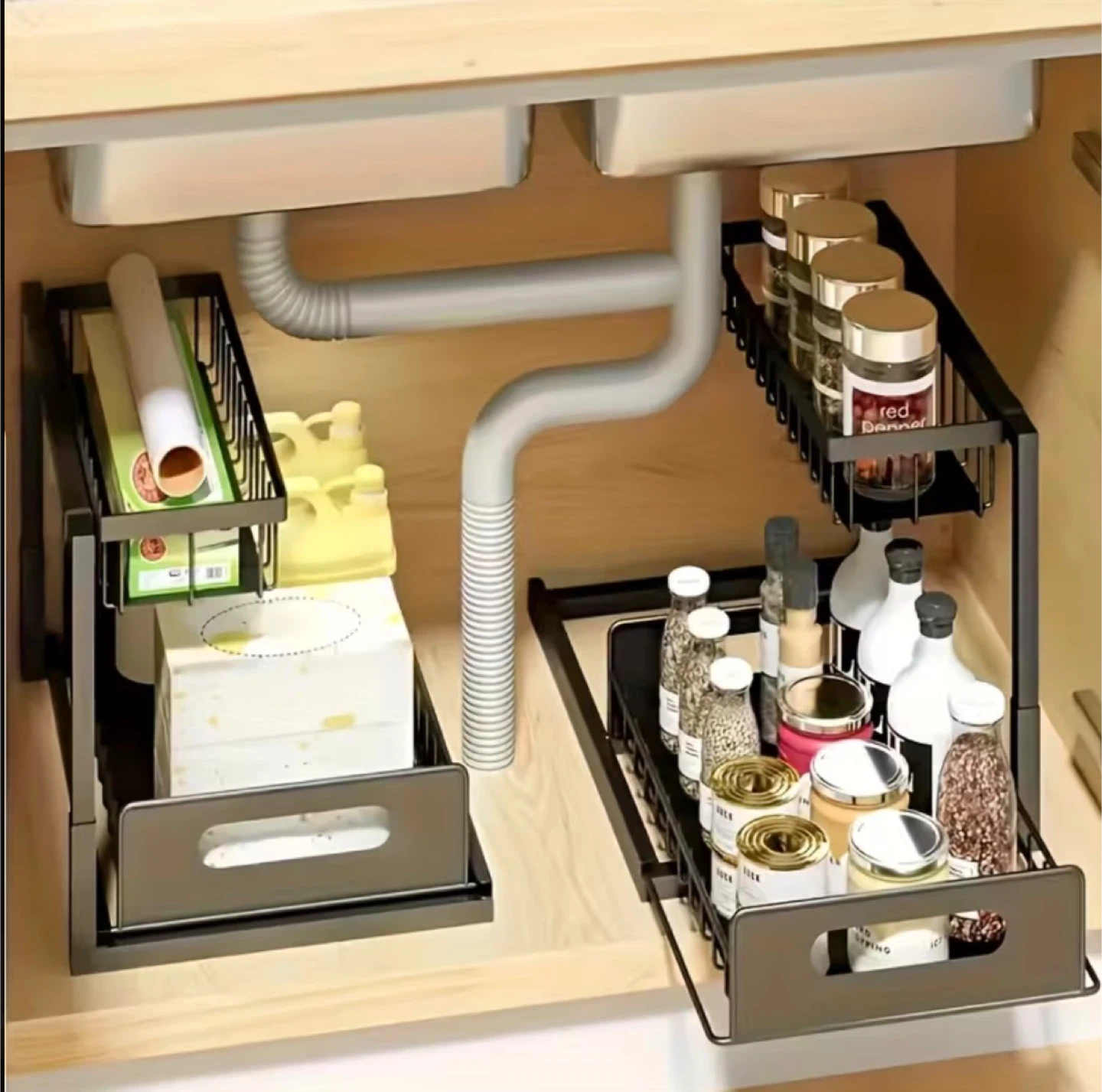 2-Tier Under Sink Organizer Rack - White or Black - photo 4