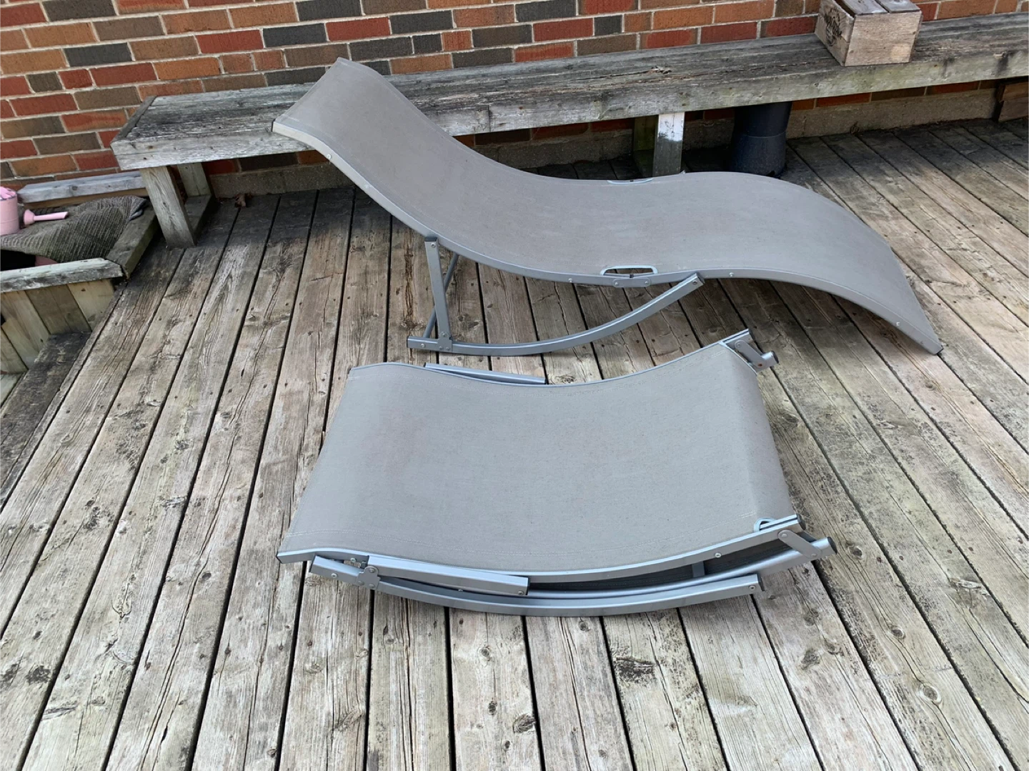 Grey Outdoor Chaise Lounges - Set of 2