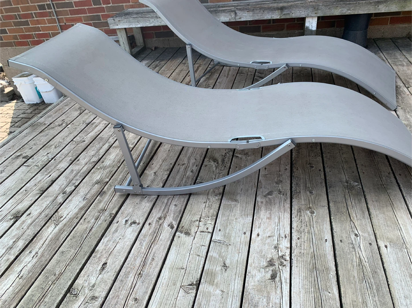 Grey Outdoor Chaise Lounges - Set of 2 - photo 3