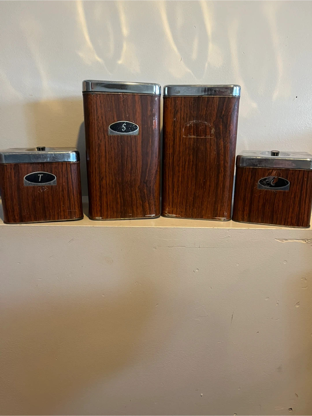 Vintage Wood Grain Canister Set