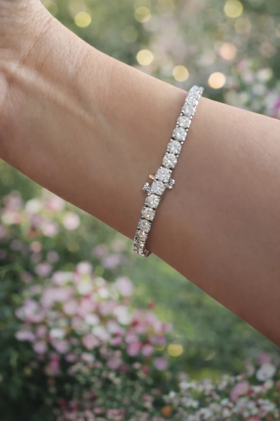 Unisex Moissanite double under lock clasp Tennis bracelet