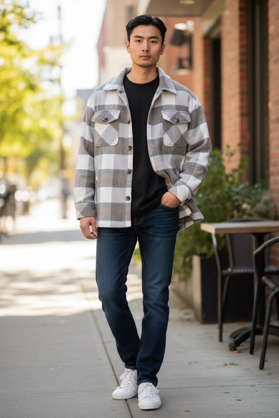 Kensie Jeans Plaid Flannel Shirt Jacket - XL