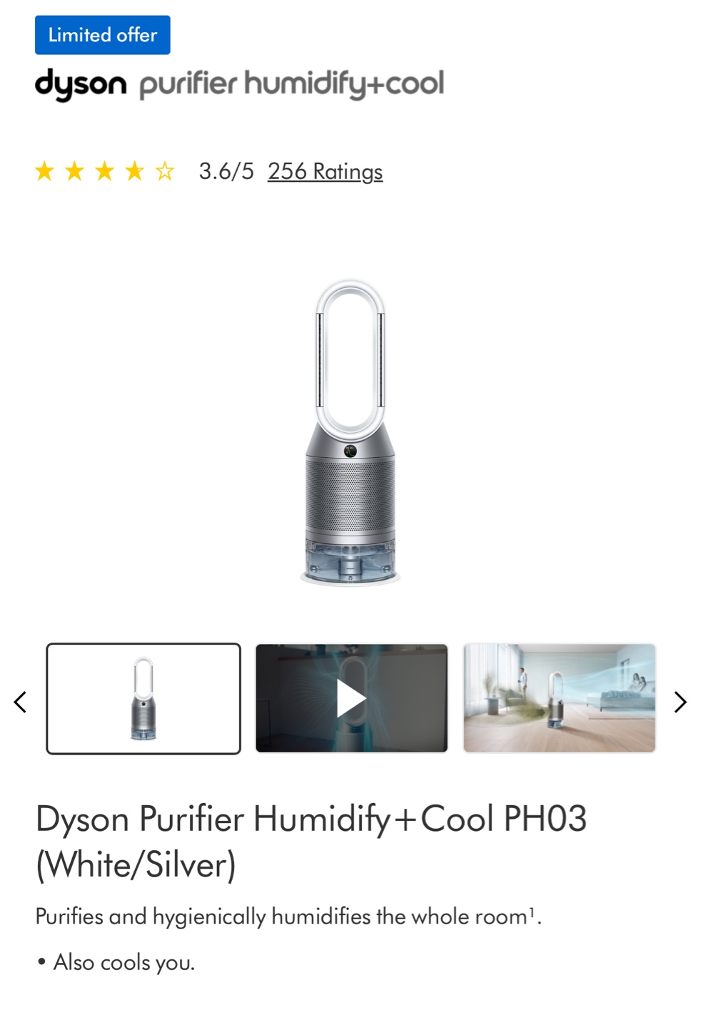 NEW Dyson Purifier Humidify+Cool PH03 (White/Silver)