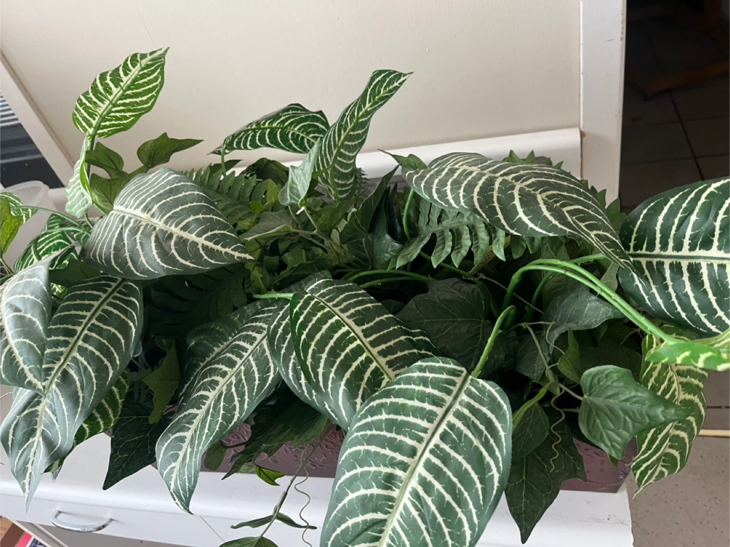 Faux Potted Plant with Zebra and Ivy Leaves - photo 2