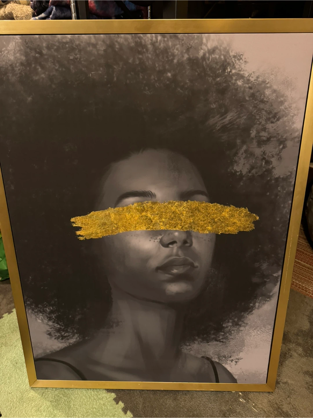 Framed Art Print - Woman with Afro and Gold Bar - photo 4