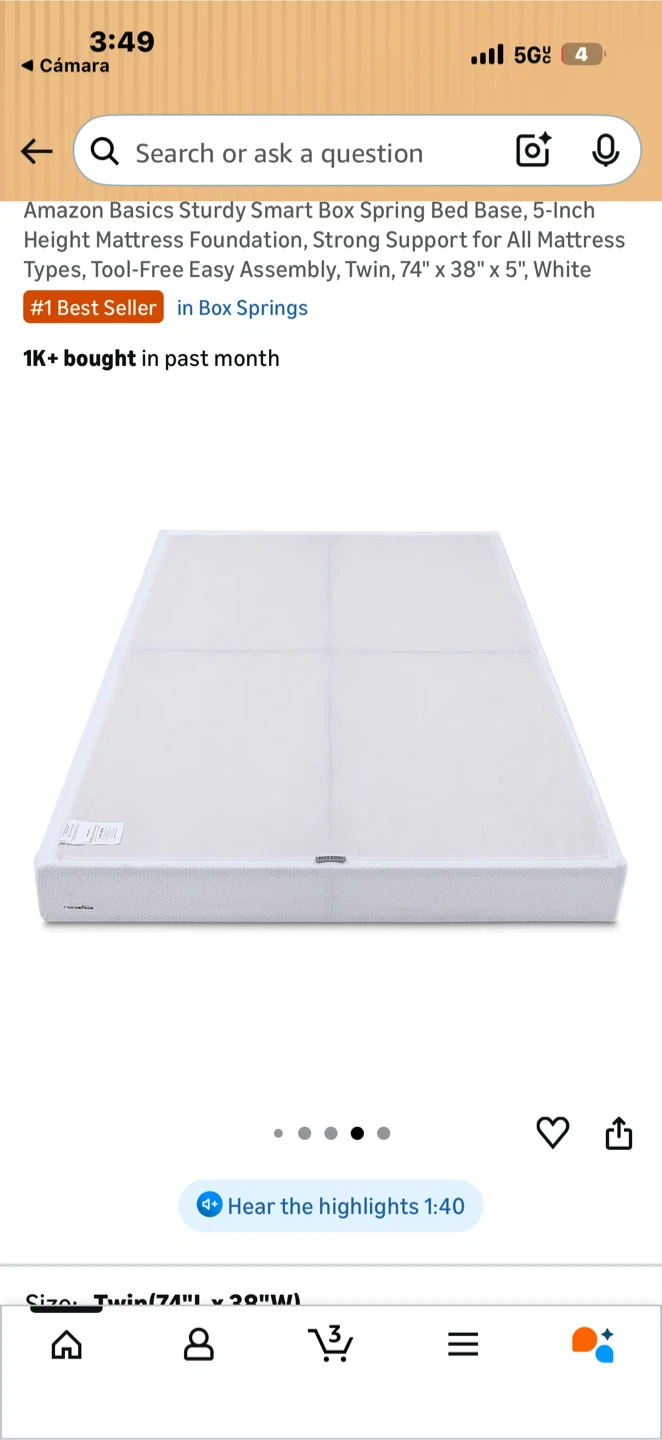 Amazon Basics Sturdy Smart Box Spring Bed Base - Twin - photo 4