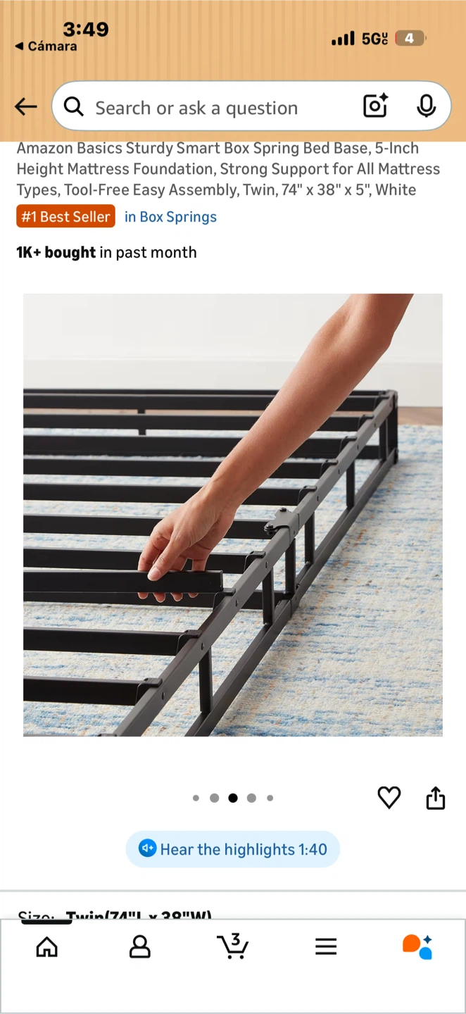 Amazon Basics Sturdy Smart Box Spring Bed Base - Twin - photo 2