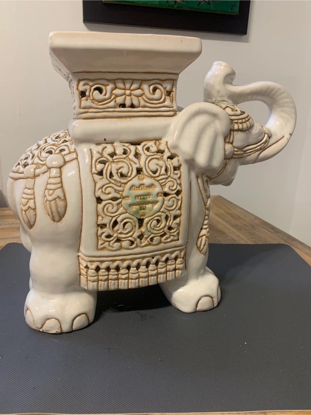 White Ceramic Elephant Plant Stand