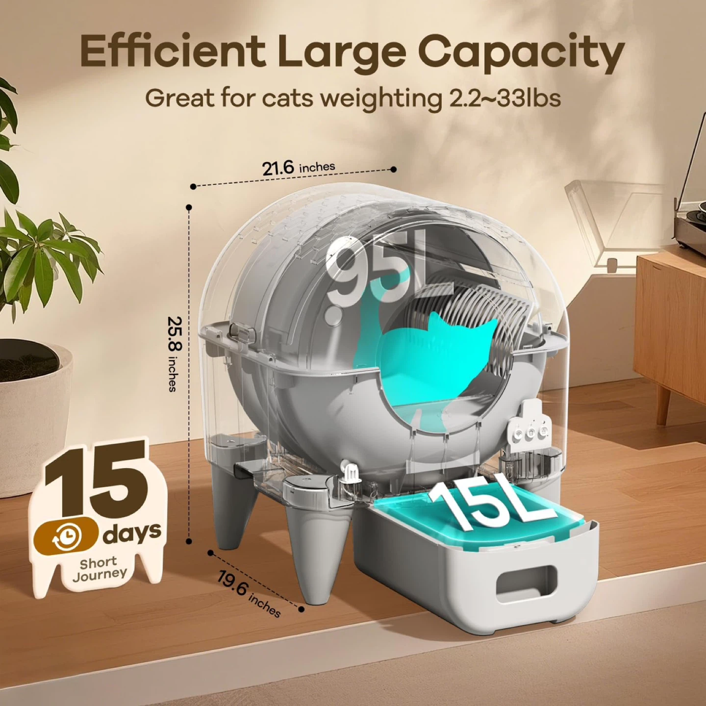 Automatic Cat Litter Box Self Cleaning Litter Box Large - photo 2