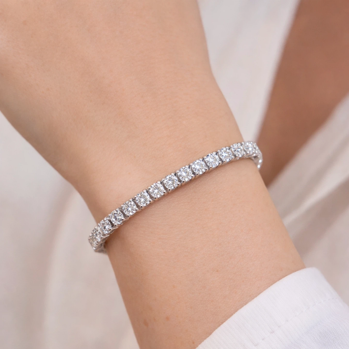 Unisex Moissanite double under lock clasp Tennis bracelet - photo 2