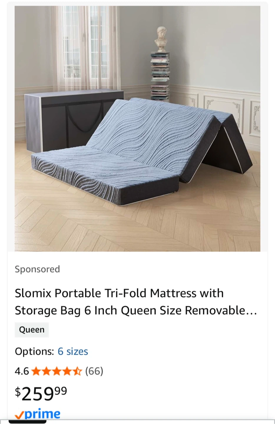 Slomix Portable Tri-Fold Mattress - Queen Size