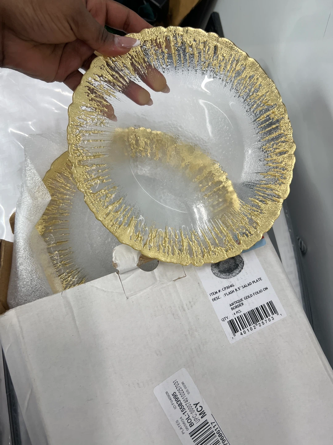 Antique Gold Fold Salad Plates (Set of 4) each box total 8 plate - photo 3