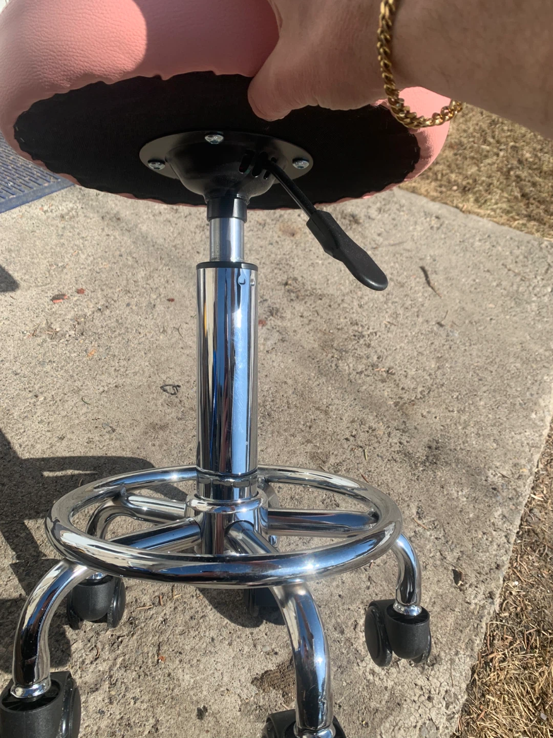 Pink Adjustable Rolling Stool - photo 4