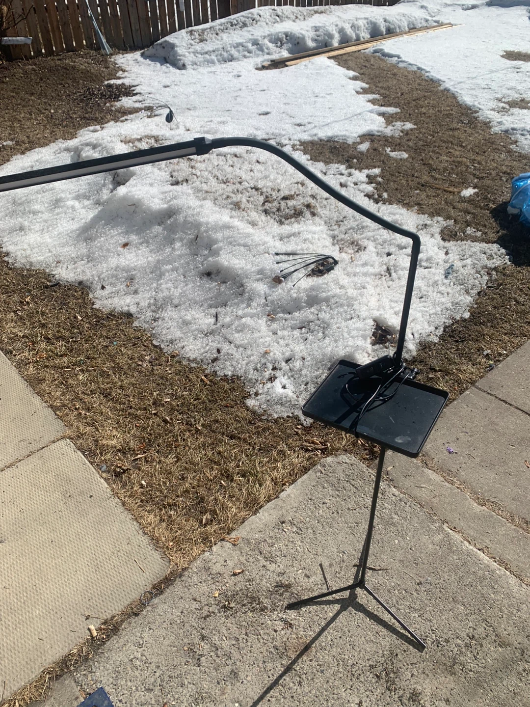Black Floor Lamp with Tray