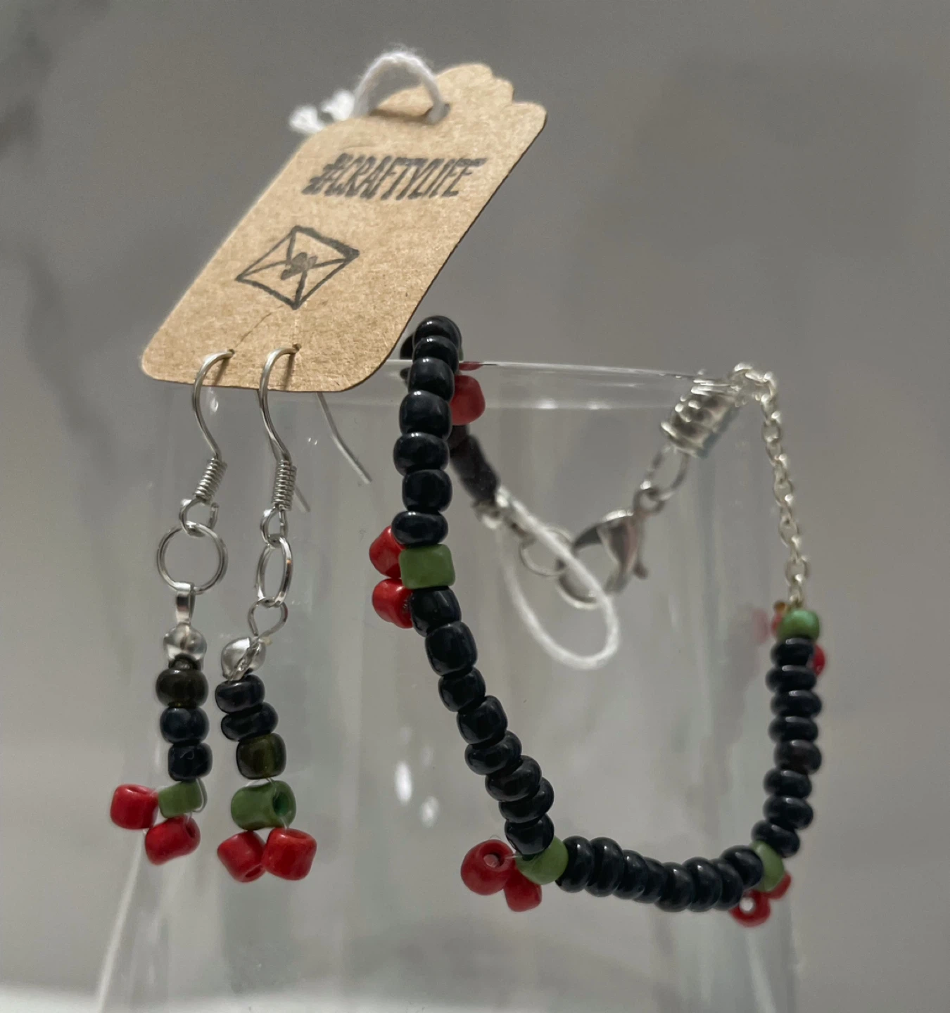 Handmade Beaded Earrings and Bracelet Set