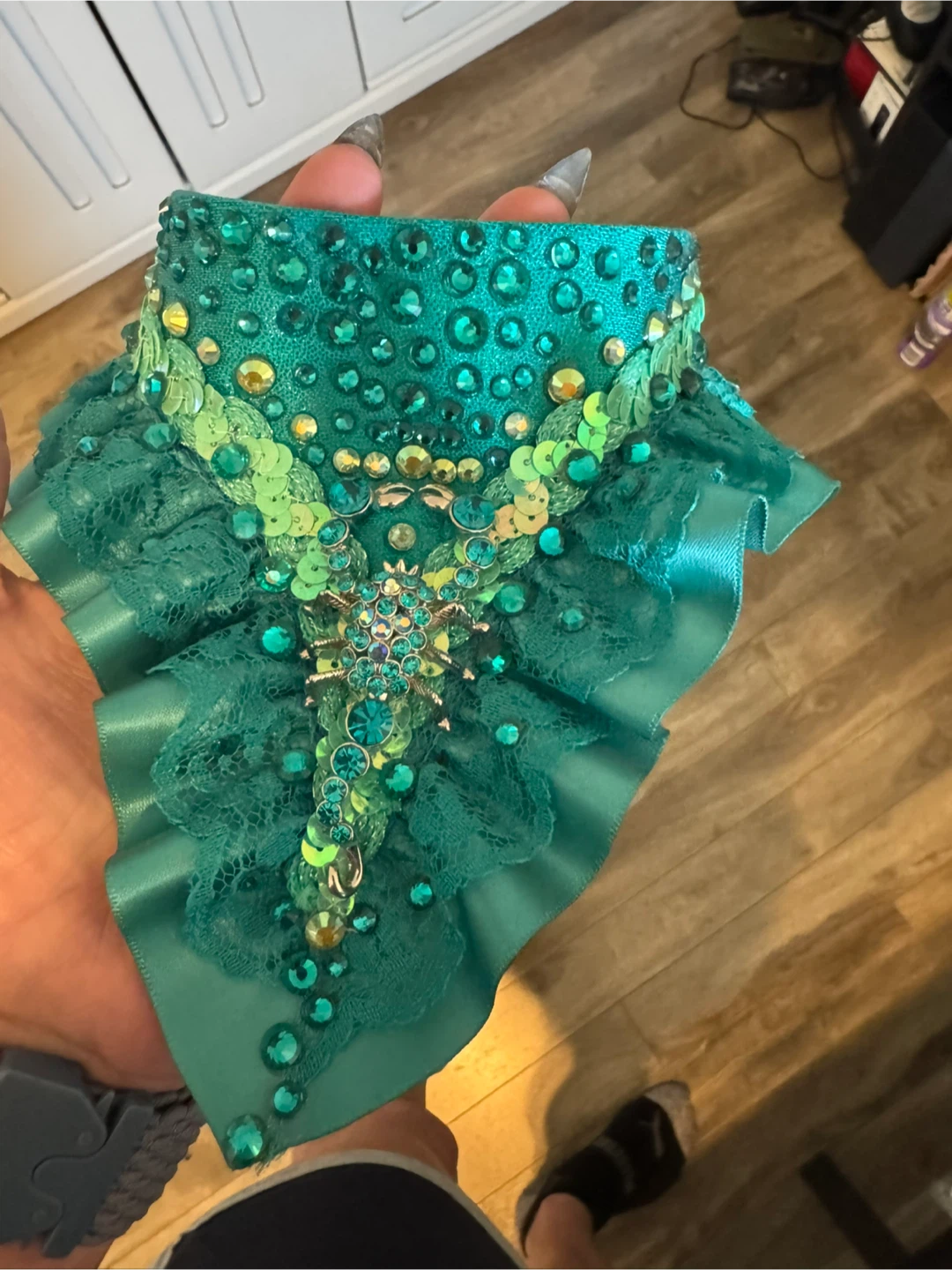 Emerald Green Rhinestone Embellished Collar - photo 3
