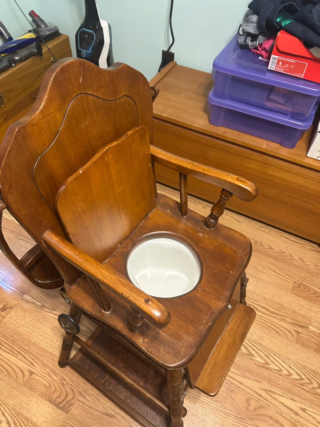 Antique Wooden High Chair with Tray - photo 2