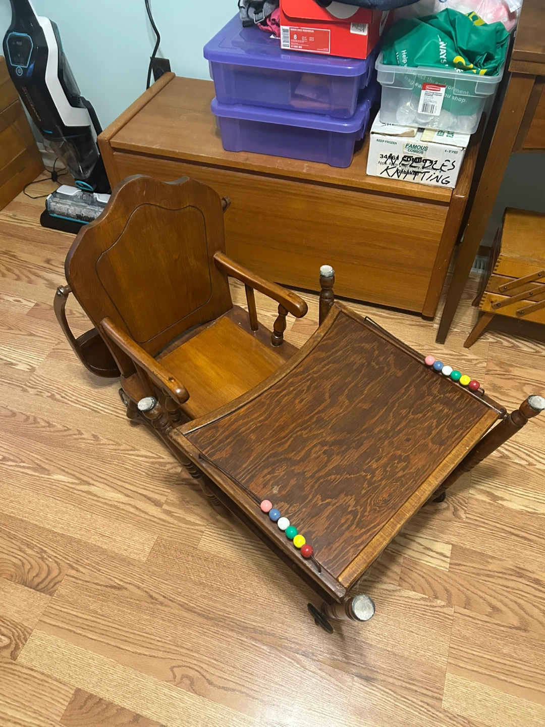 Antique Wooden High Chair with Tray - photo 3