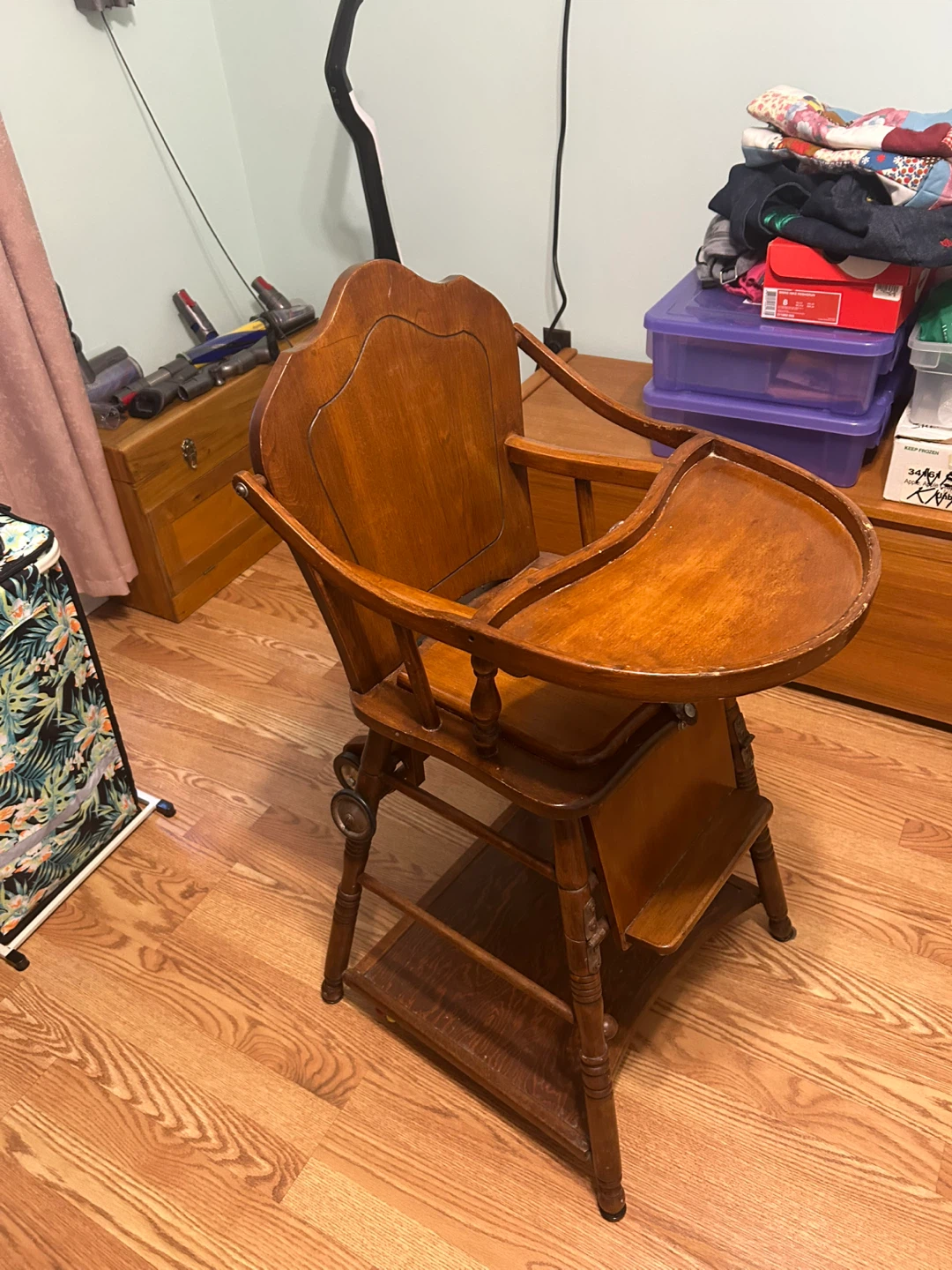 Antique Wooden High Chair with Tray