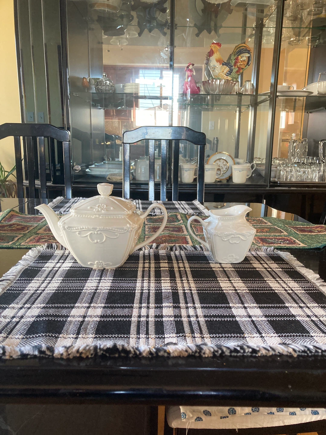 White Ceramic Teapot and Creamer Set
