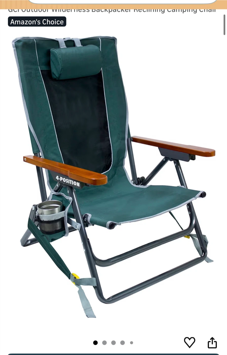 GCI Outdoor Wilderness Backpacker Reclining Camping Chair