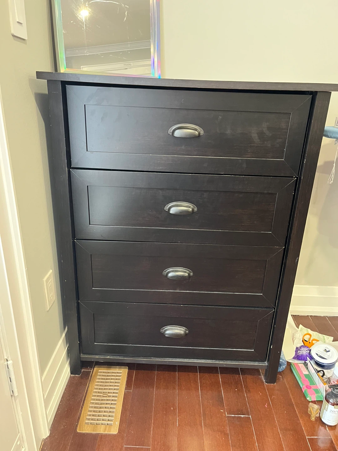 Black Wood 4-Drawer Dresser