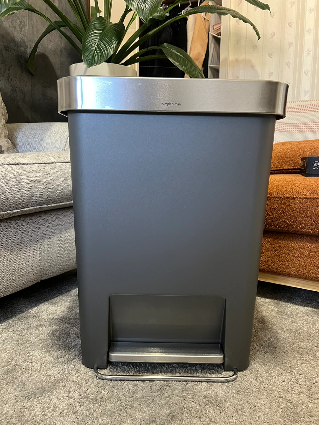 simplehuman 45L Stainless Steel Rectangular Step Trash Can
