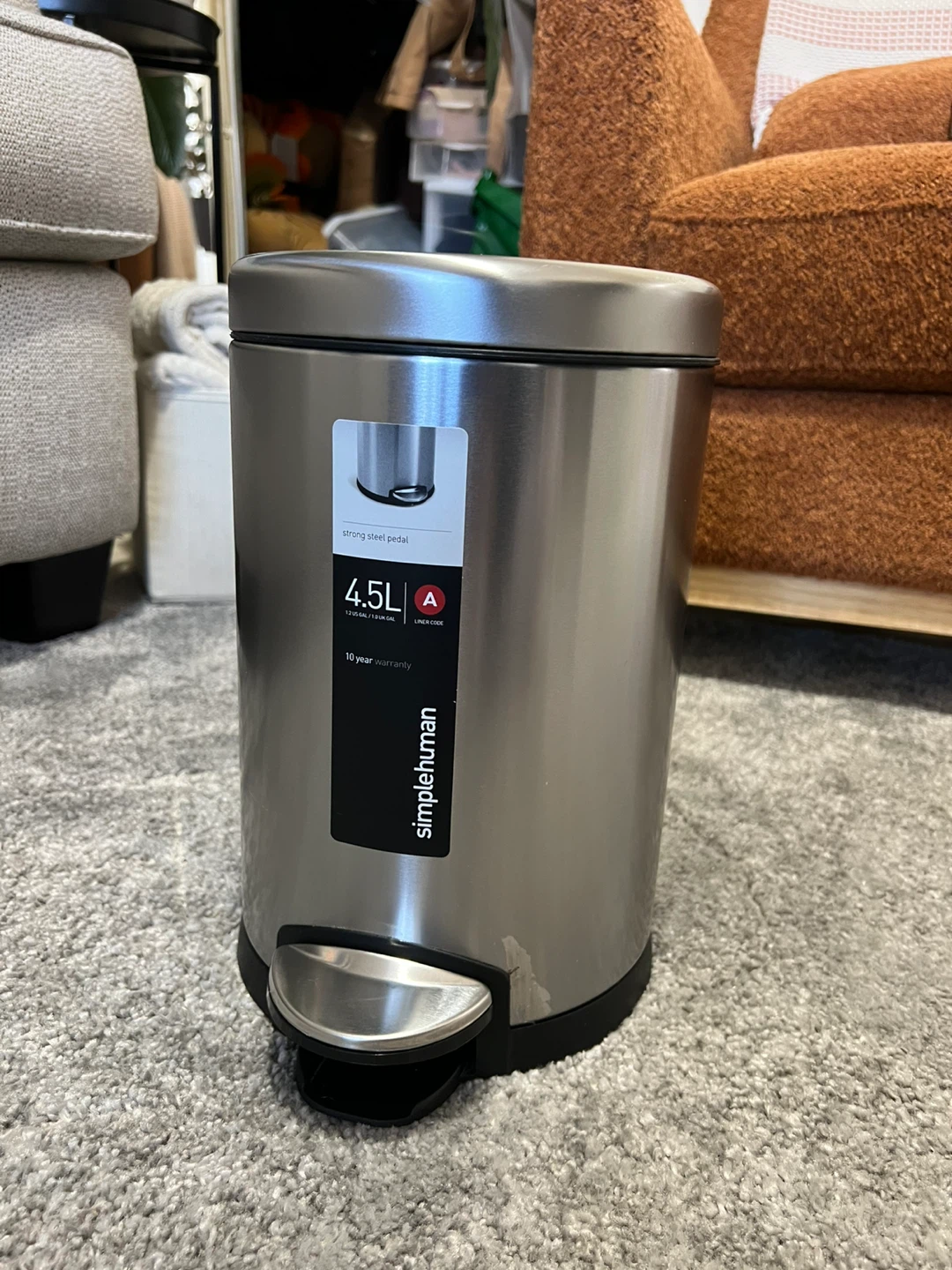 simplehuman 4.5L Stainless Steel Pedal Trash Can