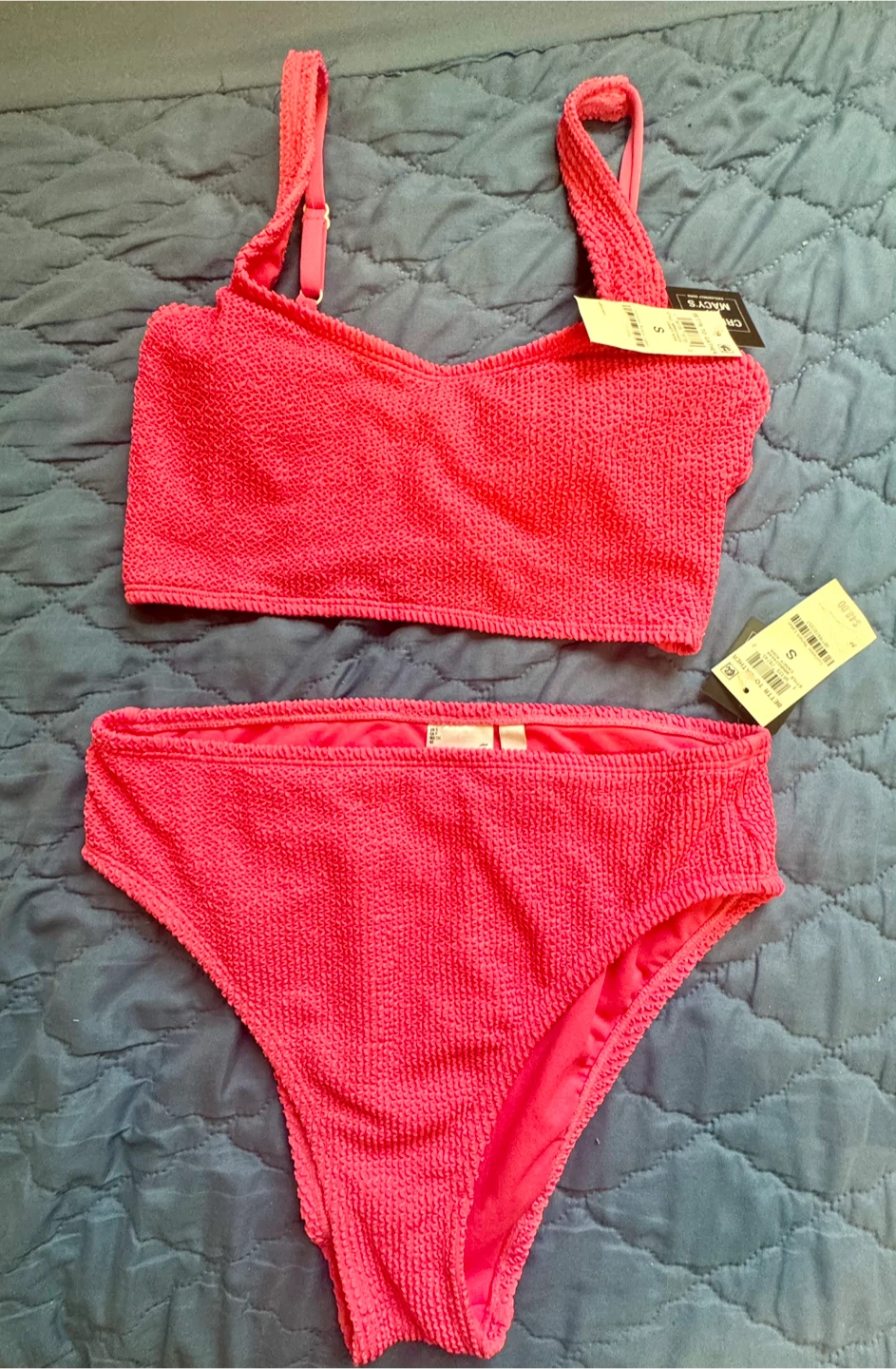 Brand New Pink Textured Bikini Set - Size S