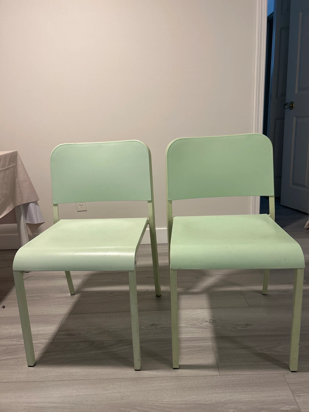 Set of 2 Mint Green Metal Chairs