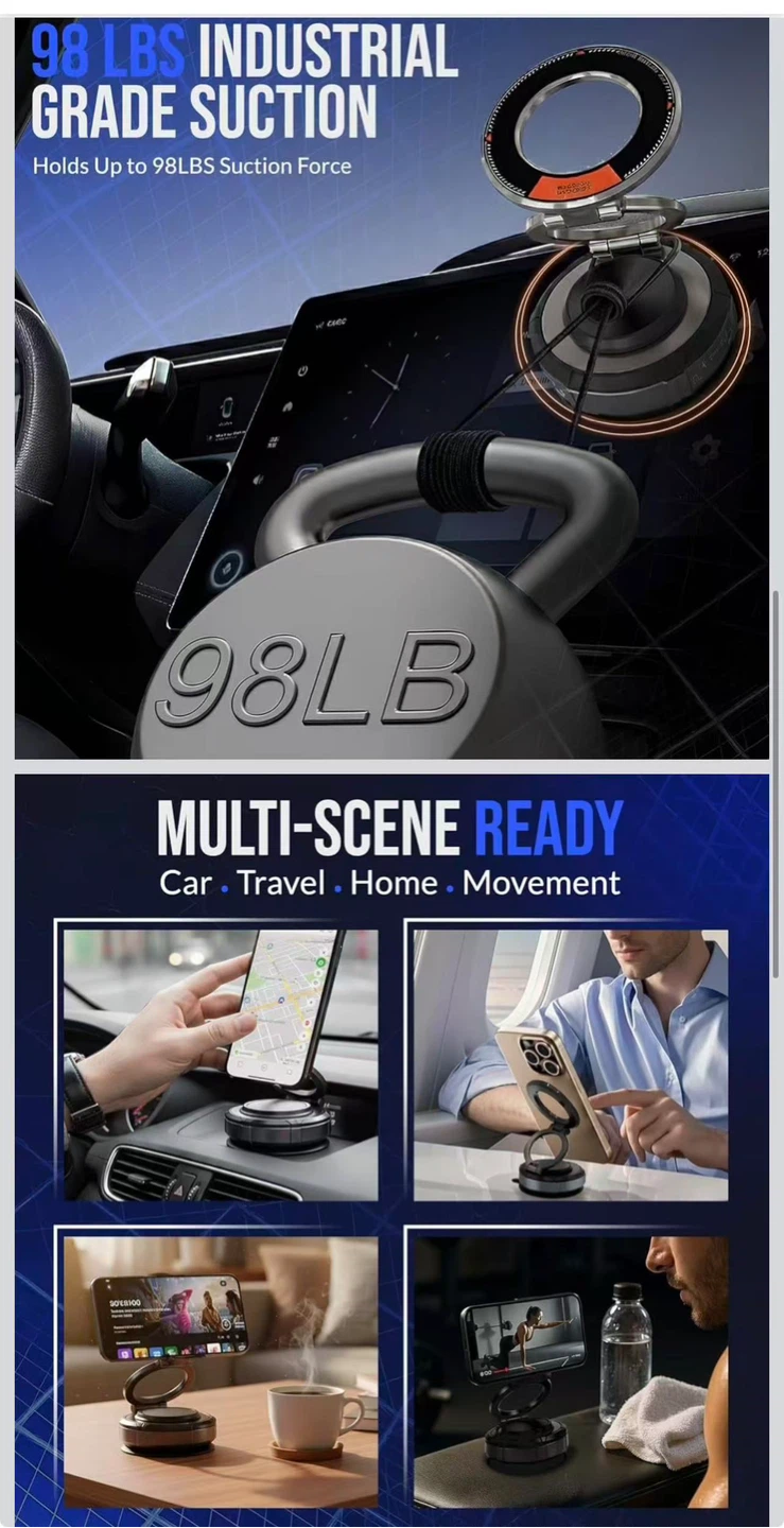 Universal Magnetic Phone Holder with Suction Base - photo 3
