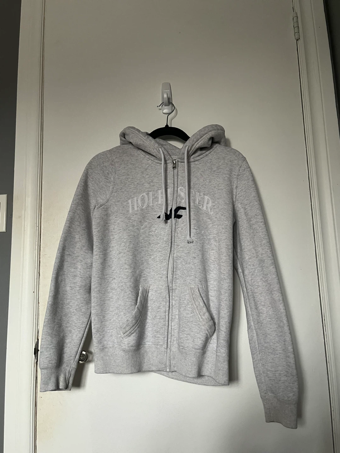 Hollister Light Grey Zip-Up Hoodie | Women