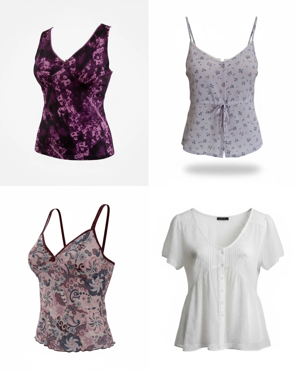 Vintage bundle Women's Tops - Floral Print, White Button-Up