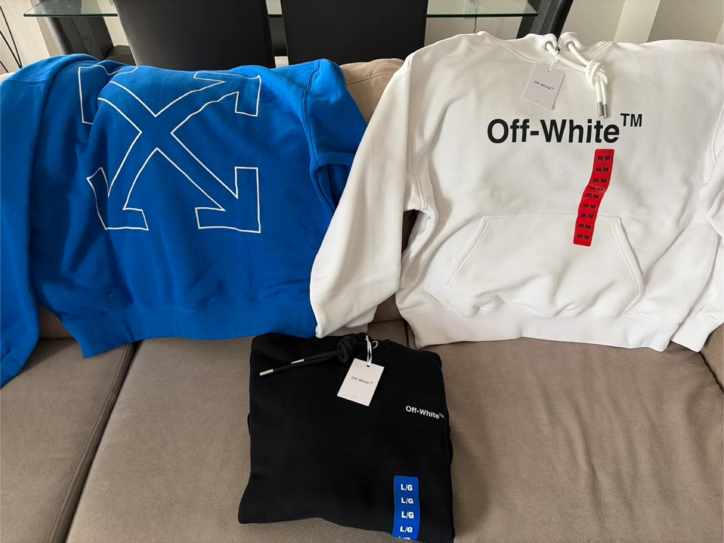Off-White Hoodies (Blue, White, Black)