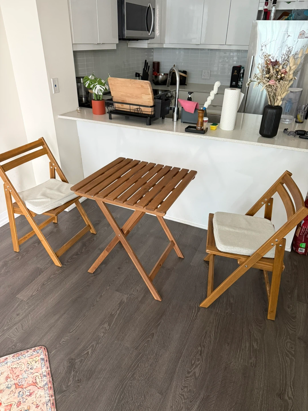 Ikea Wooden Folding Table and Chairs Set outdoor