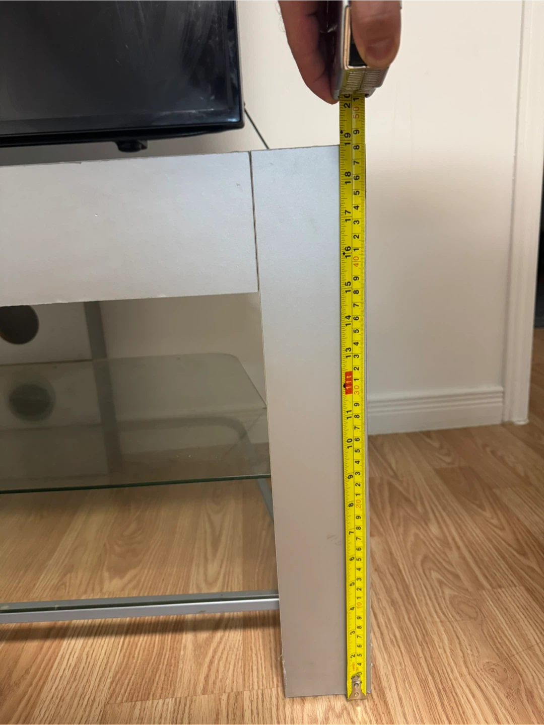 Grey TV Stand with Glass Shelves - photo 5