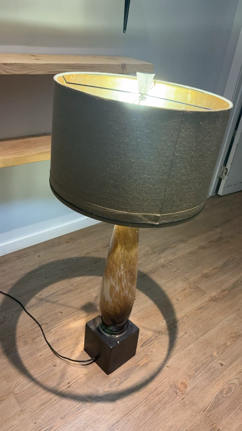 Table Lamp with Amber Swirl Glass Base