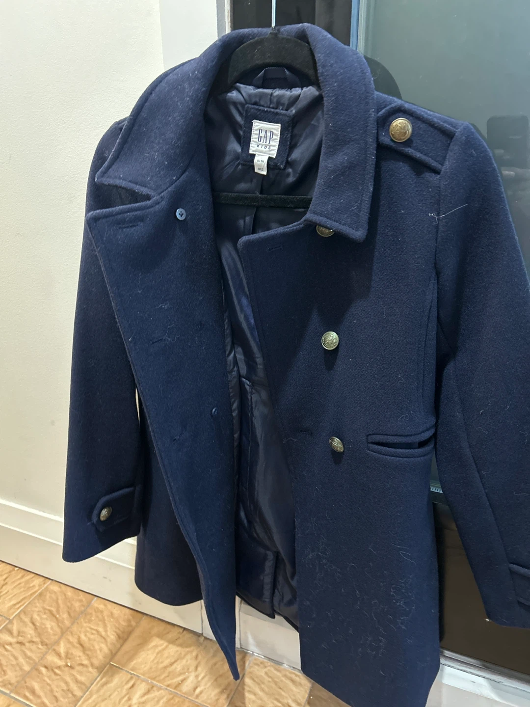 GAP Kids Navy Double-Breasted Peacoat - XL