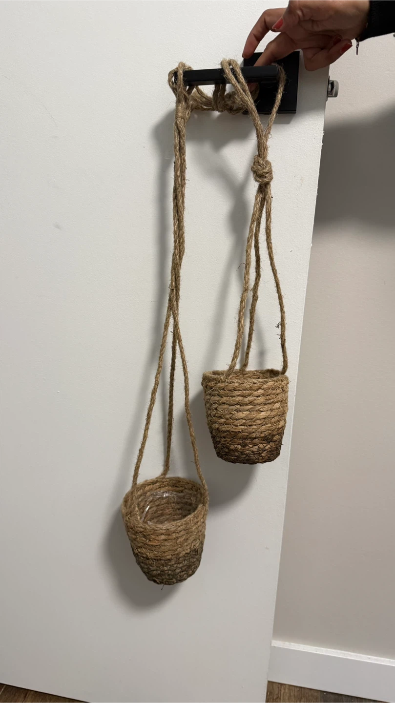 Set of 2 Jute Hanging Planters