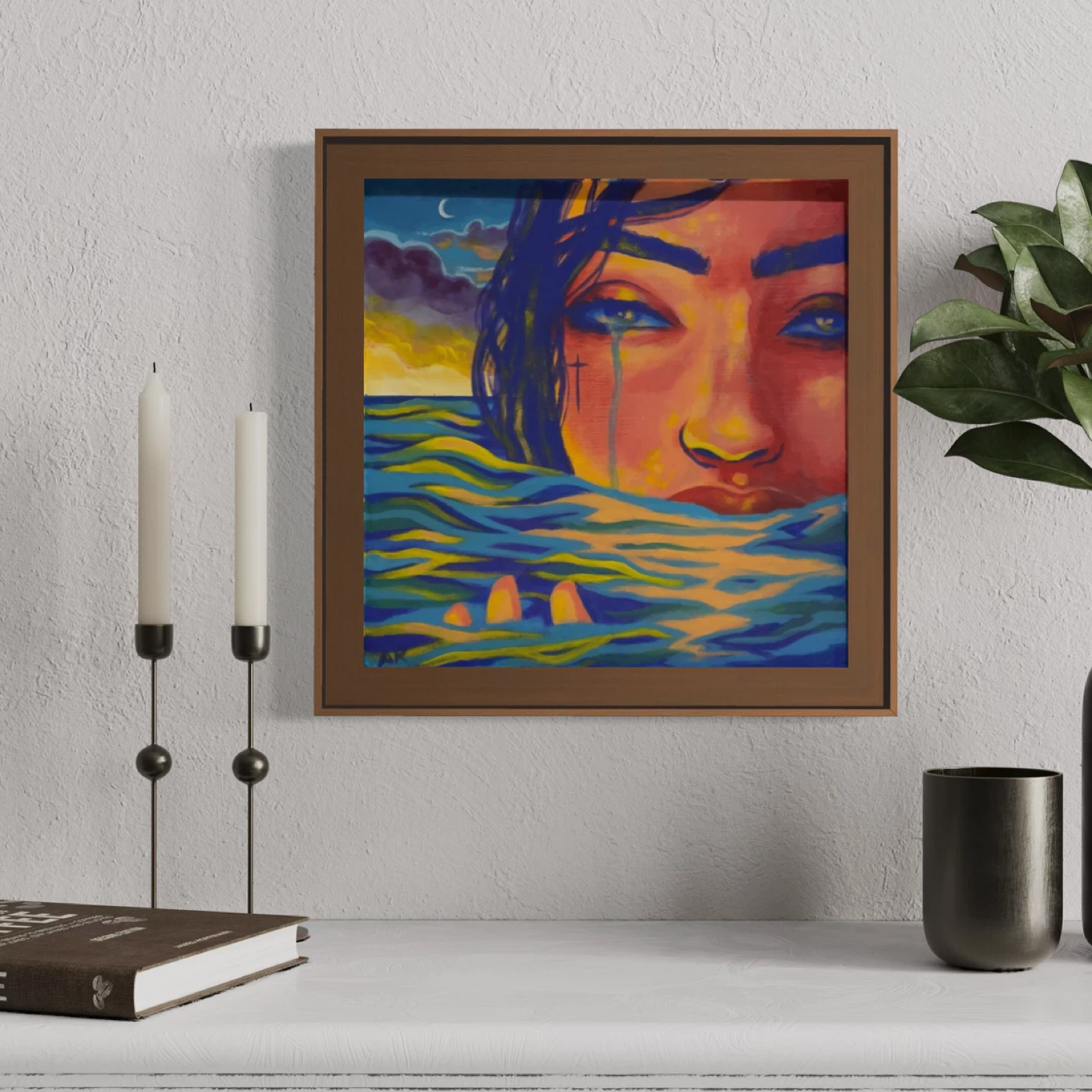 Framed "Drowning" Art Piece