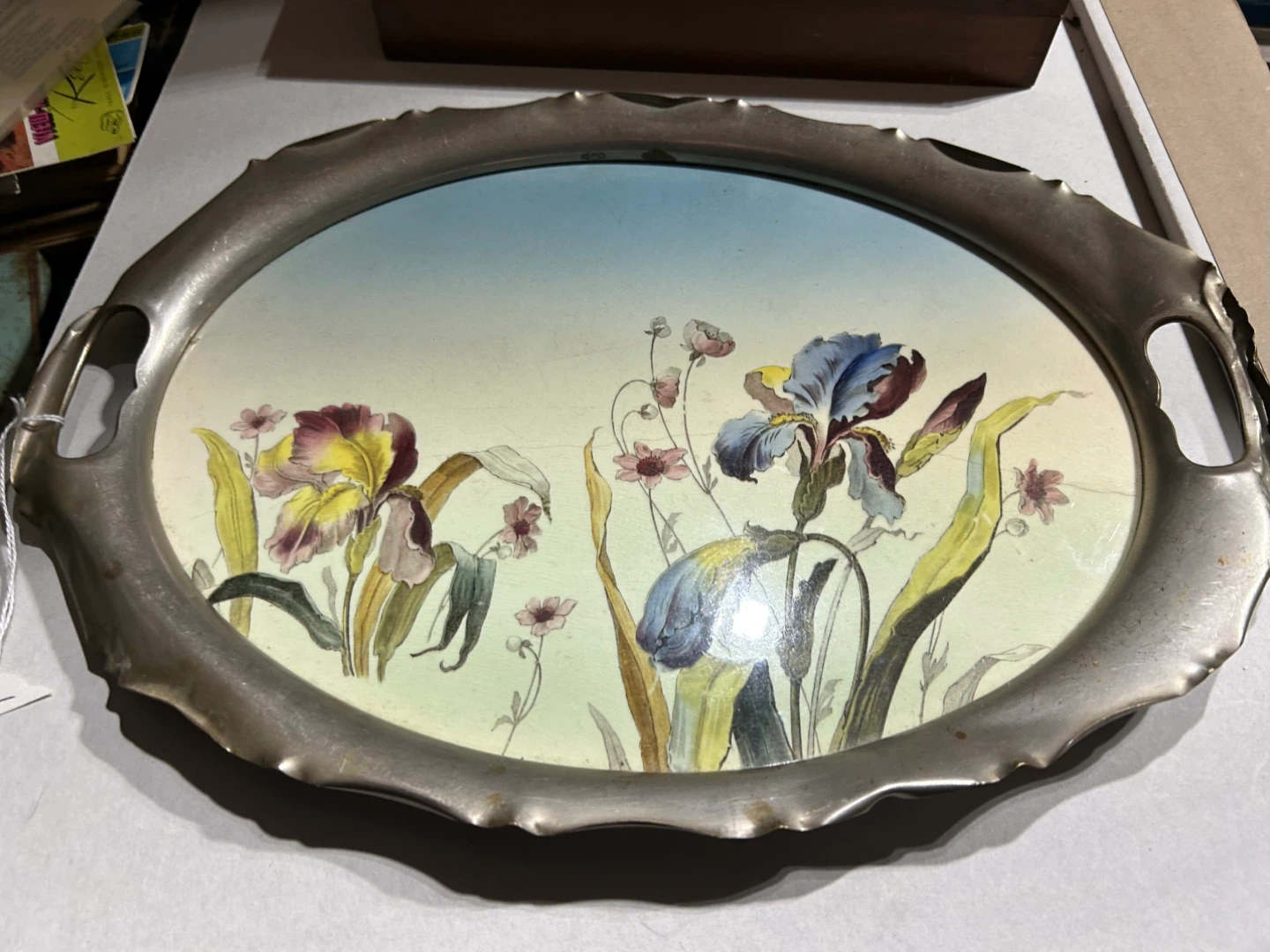 Vintage Floral Oval Serving Tray