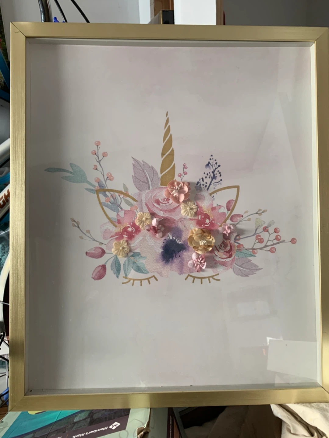 Unicorn Floral Shadow Box
