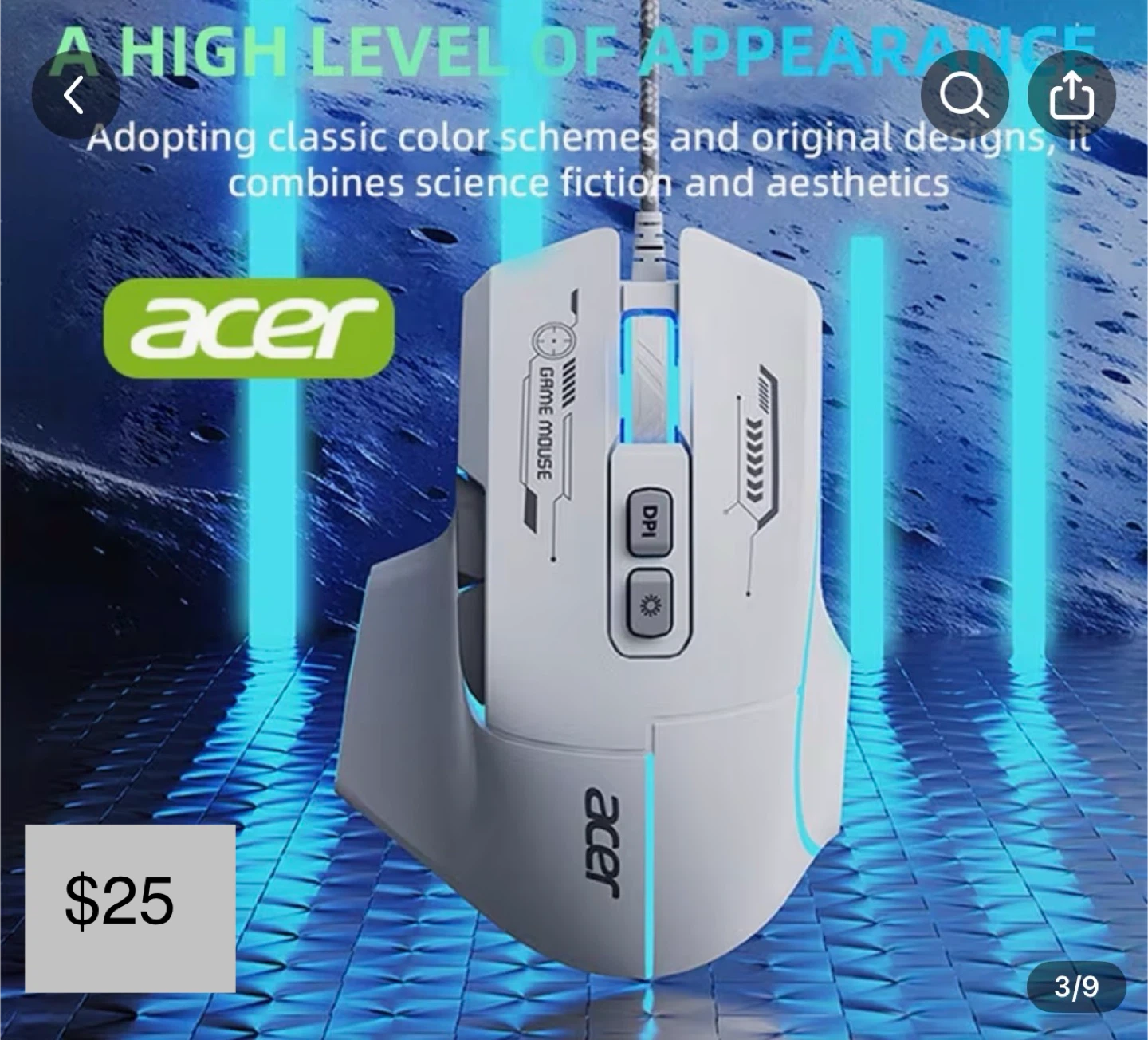 Acer White Gaming Mouse