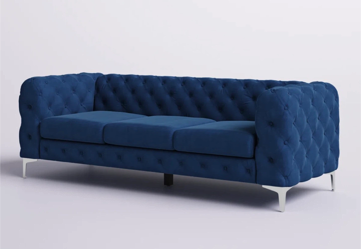 Navy Blue Tufted Velvet Sofa - photo 2