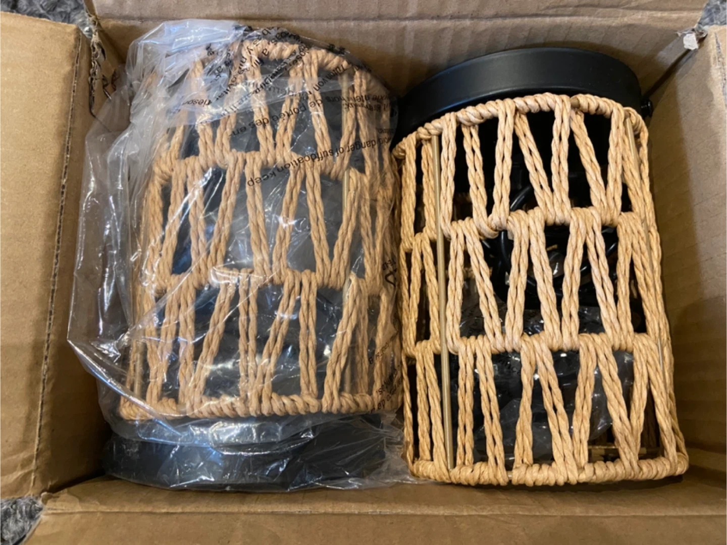 New 2 Boho Rattan Pendant Light Fixtures - photo 5