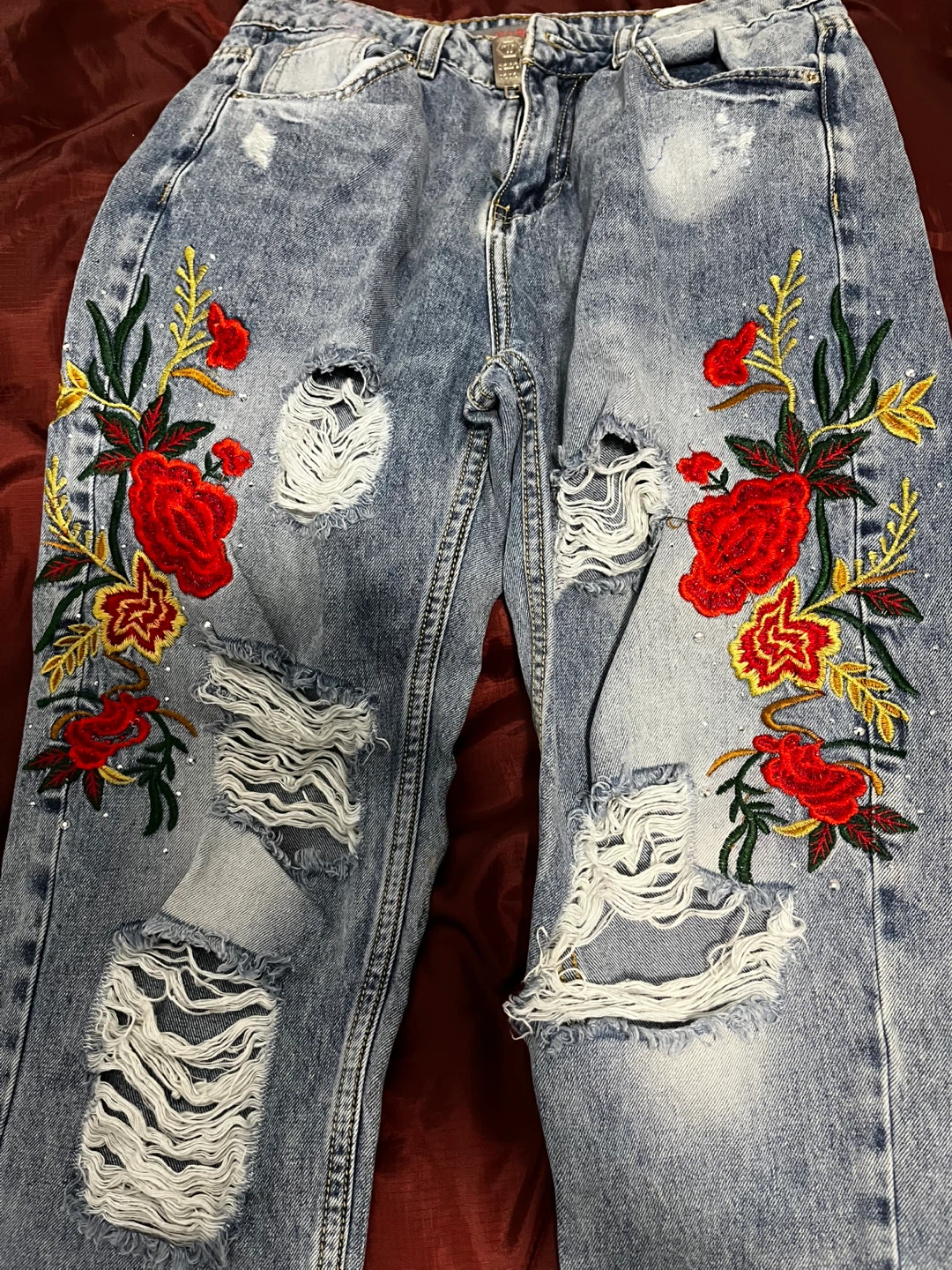 Tolo Blues Embroidered Ripped Jeans